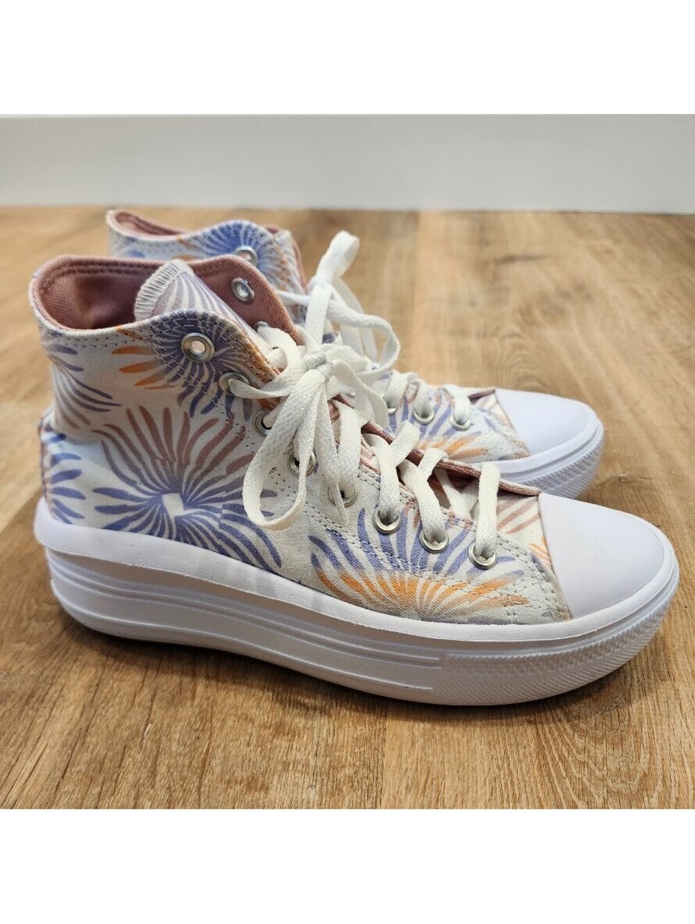 Converse Chuck Taylor All Star Move Hi 'White' Floral Platform Womens 9, A06672C
